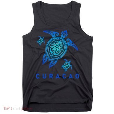 Curacao Sea Blue Tribal Turtle Tank Top