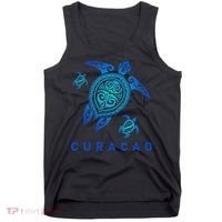 Curacao Sea Blue Tribal Turtle Tank Top thumb 0