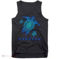 Curacao Sea Blue Tribal Turtle Tank Top thumb 0