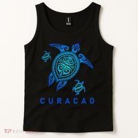 Curacao Sea Blue Tribal Turtle Tank Top thumb 2