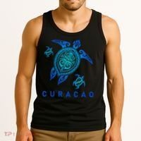 Curacao Sea Blue Tribal Turtle Tank Top thumb 3