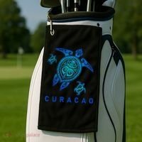 Curacao Sea Blue Tribal Turtle Golf Towel thumb 2