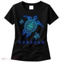 Curacao Sea Blue Tribal Turtle Women's T-Shirt thumb 0