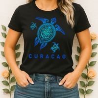 Curacao Sea Blue Tribal Turtle Women's T-Shirt thumb 2