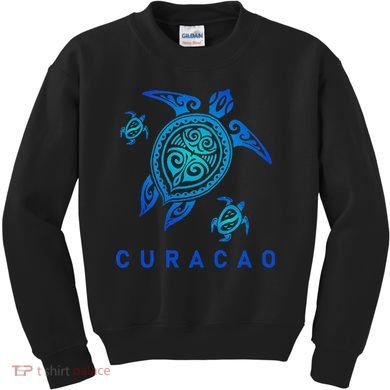 Curacao Sea Blue Tribal Turtle Kids Sweatshirt