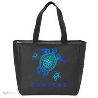 Curacao Sea Blue Tribal Turtle Tote Bag thumb 0
