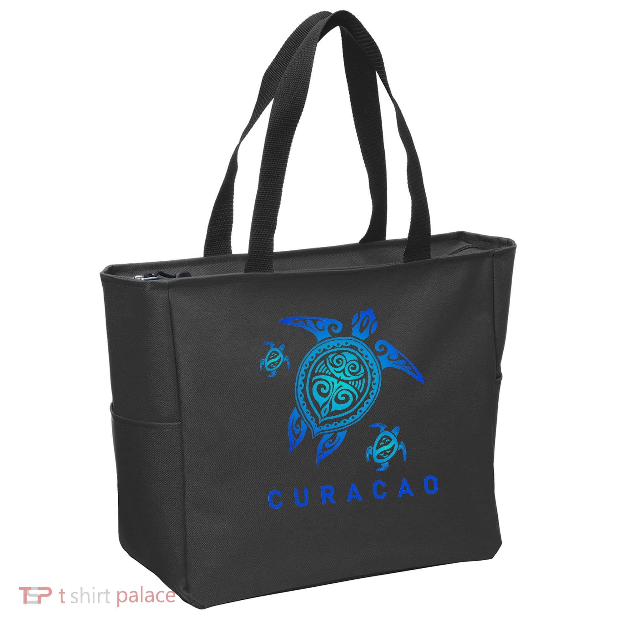 Curacao Sea Blue Tribal Turtle Tote Bag