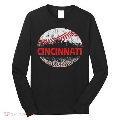 Cincinnati Souvenir Baseball City Downtown I Love Cincinnati Long Sleeve Shirt