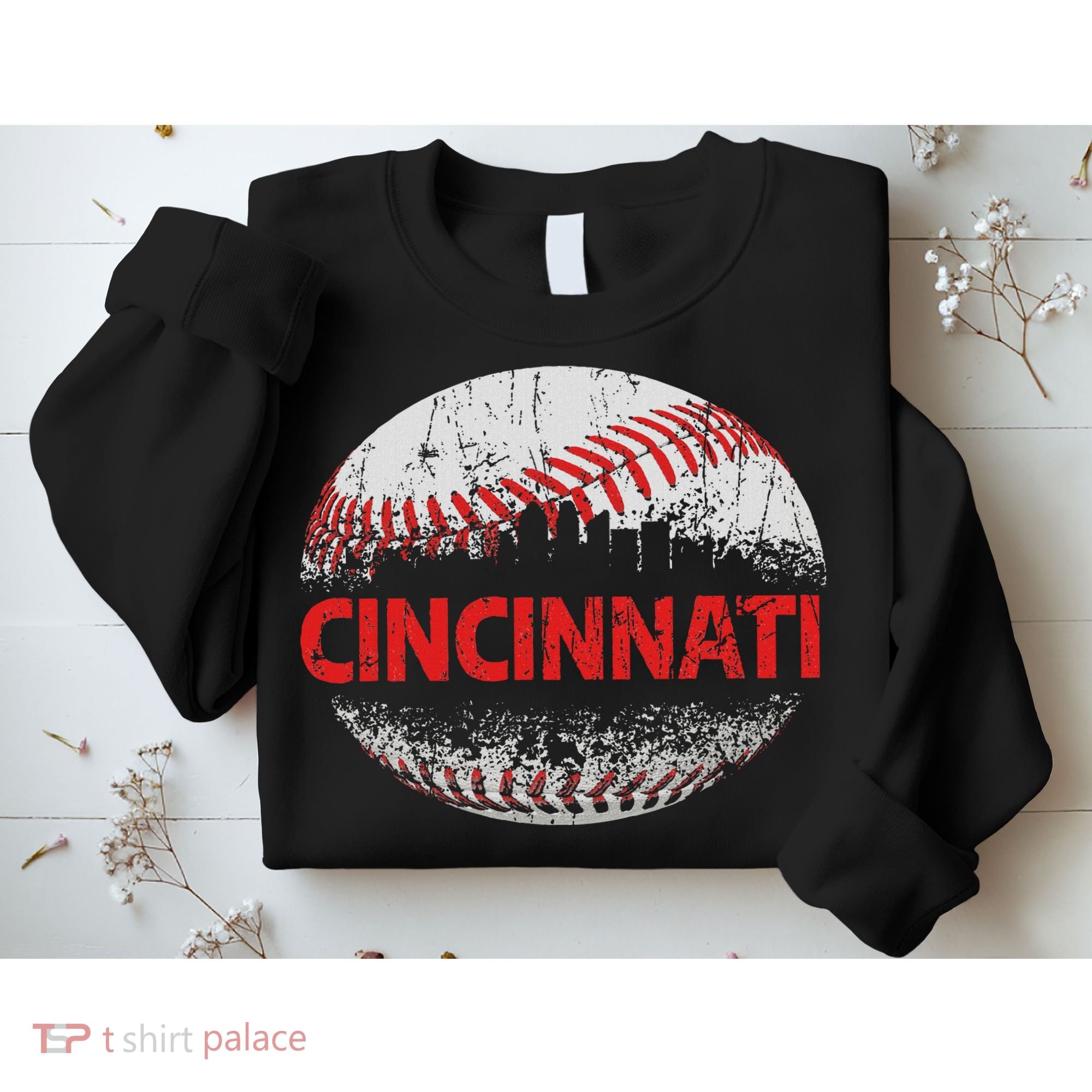 Cincinnati Souvenir Baseball City Downtown I Love Cincinnati Sweatshirt