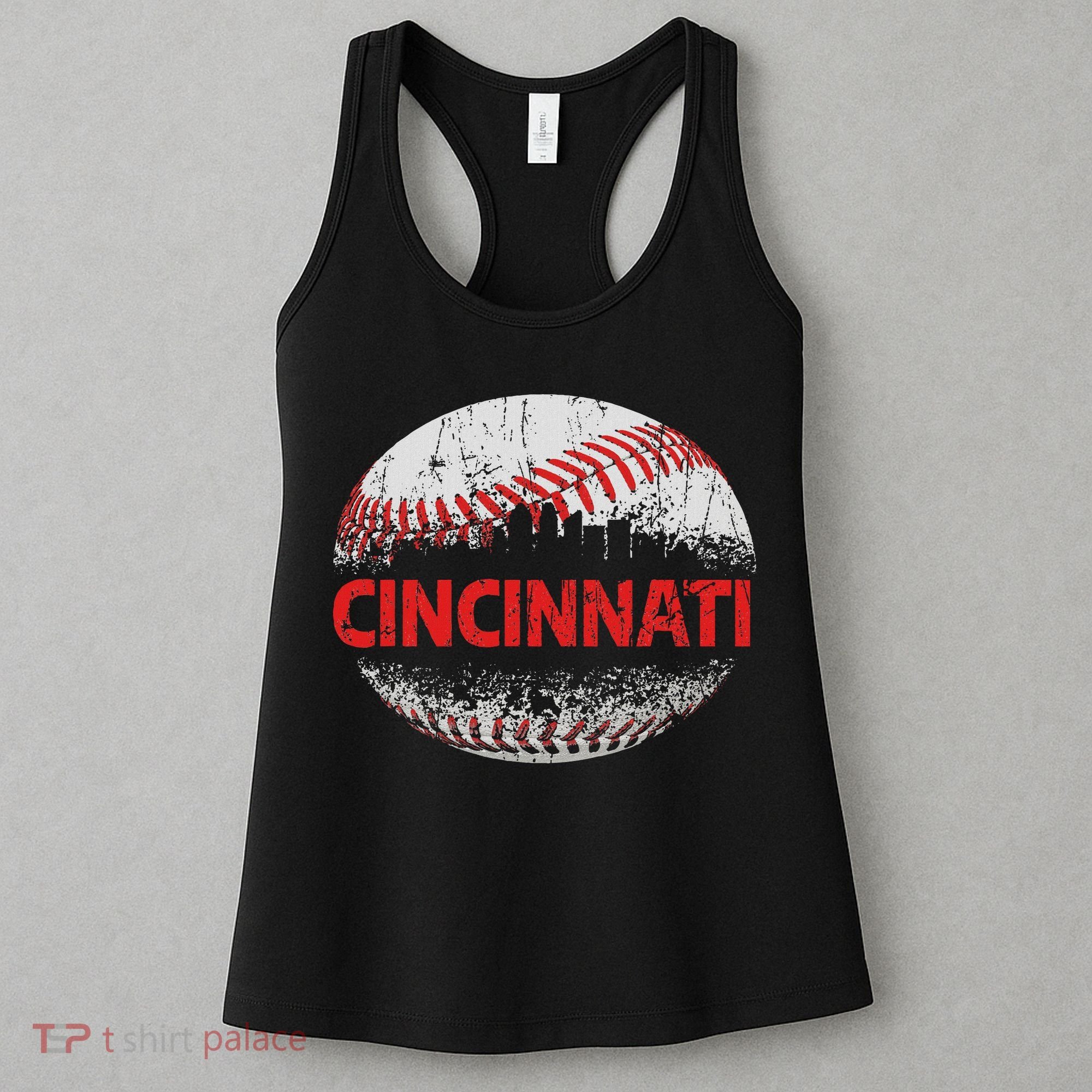 Cincinnati Souvenir Baseball City Downtown I Love Cincinnati Women's Tank Top
