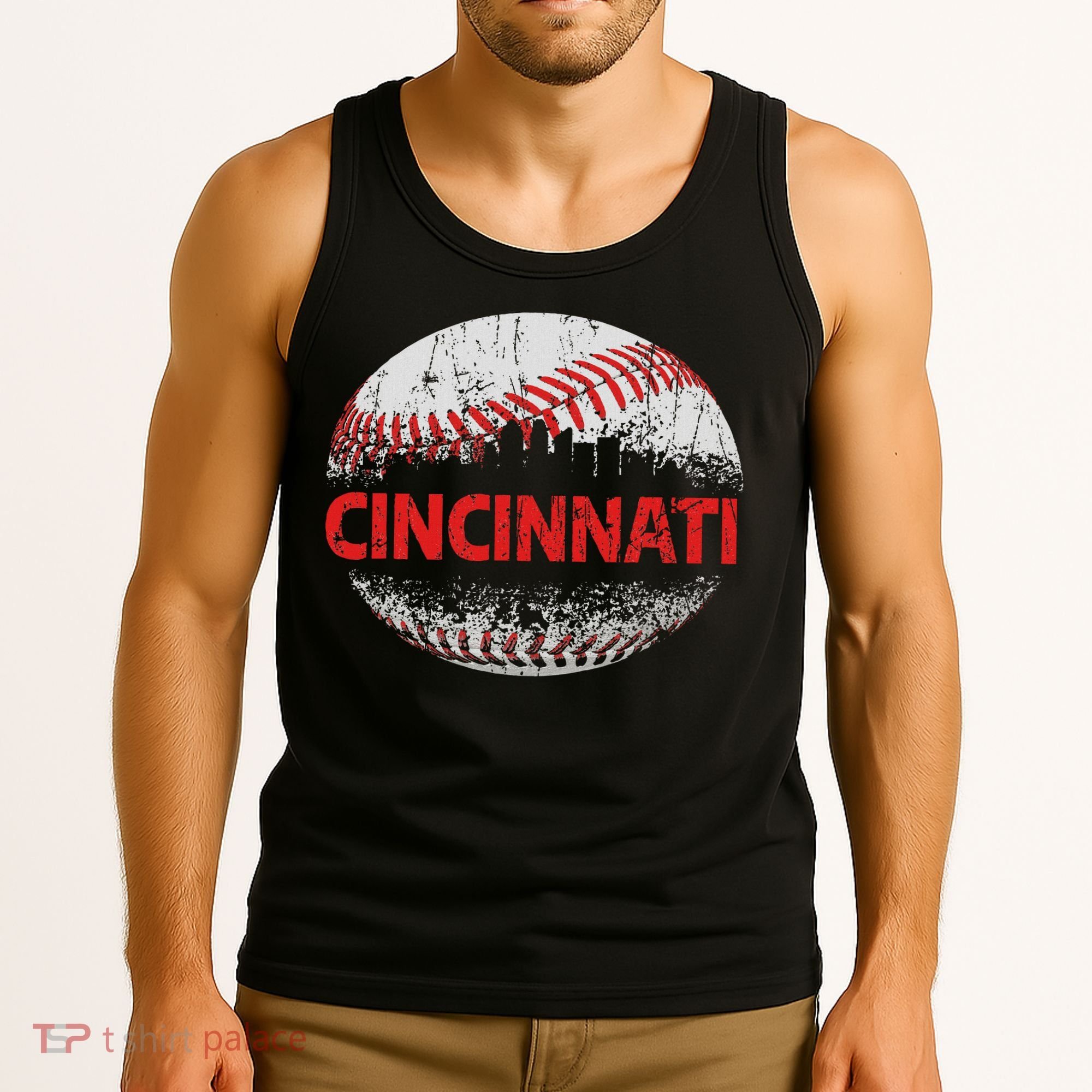Cincinnati Souvenir Baseball City Downtown I Love Cincinnati Tank Top
