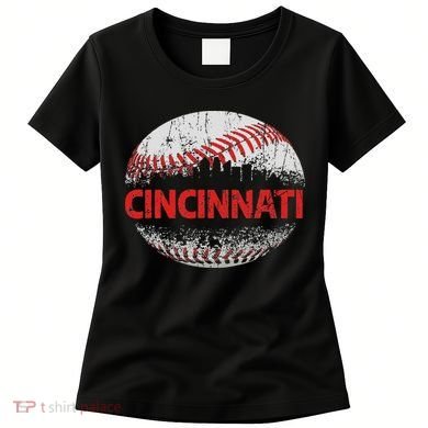 Cincinnati Souvenir Baseball City Downtown I Love Cincinnati Women's T-Shirt