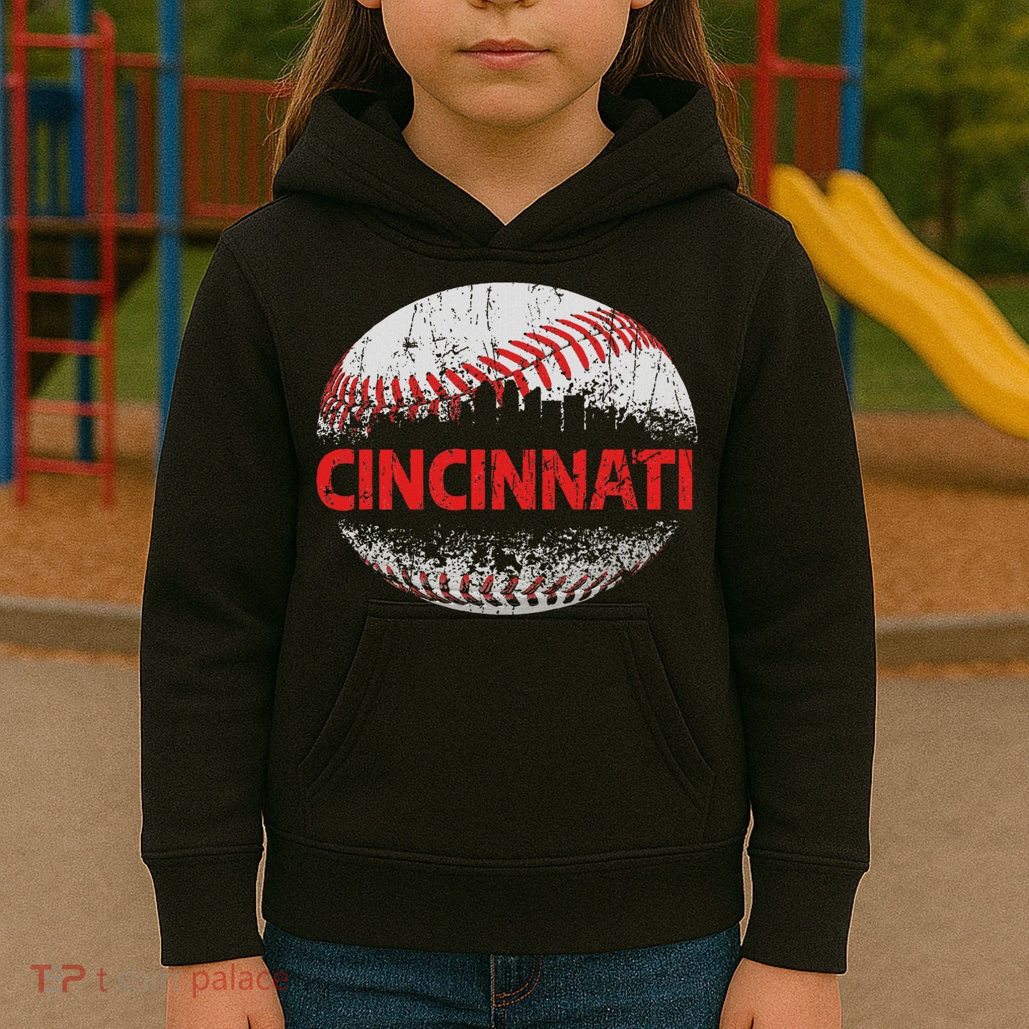 Cincinnati Souvenir Baseball City Downtown I Love Cincinnati Kids Hoodie