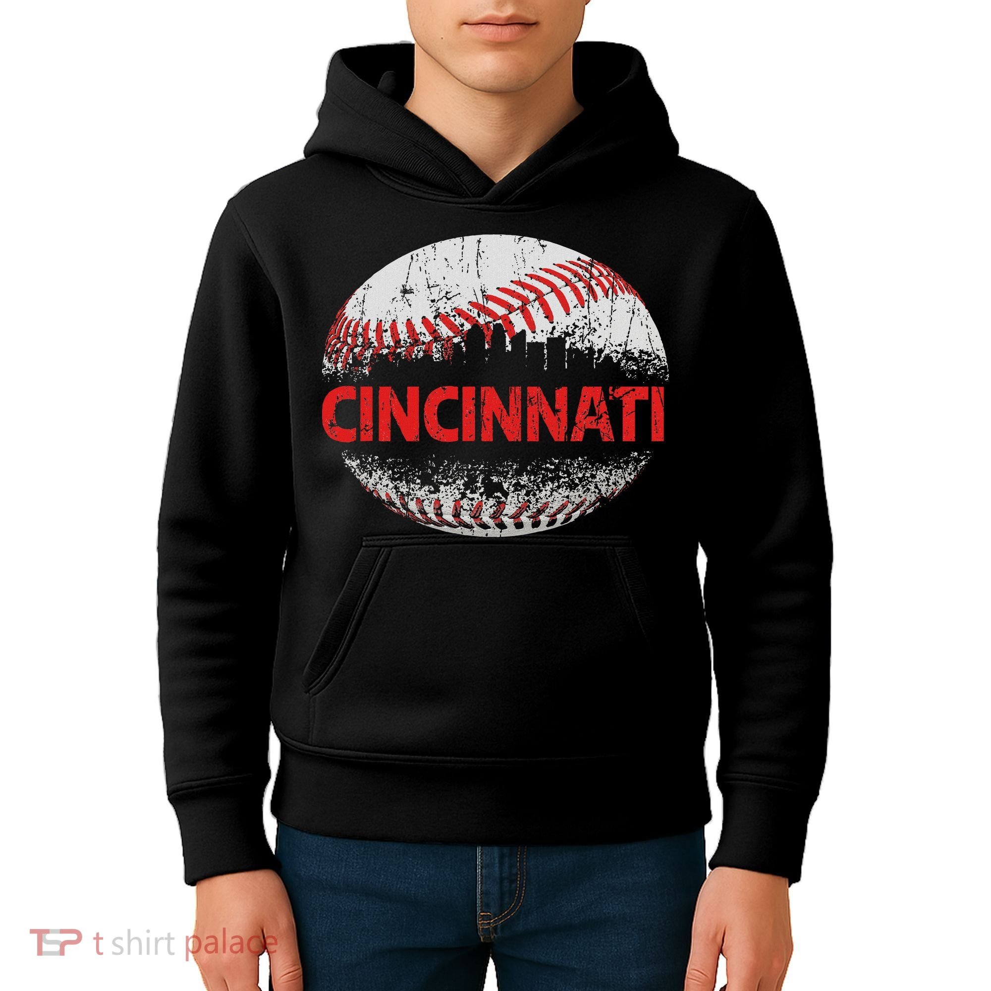 Cincinnati Souvenir Baseball City Downtown I Love Cincinnati Kids Hoodie