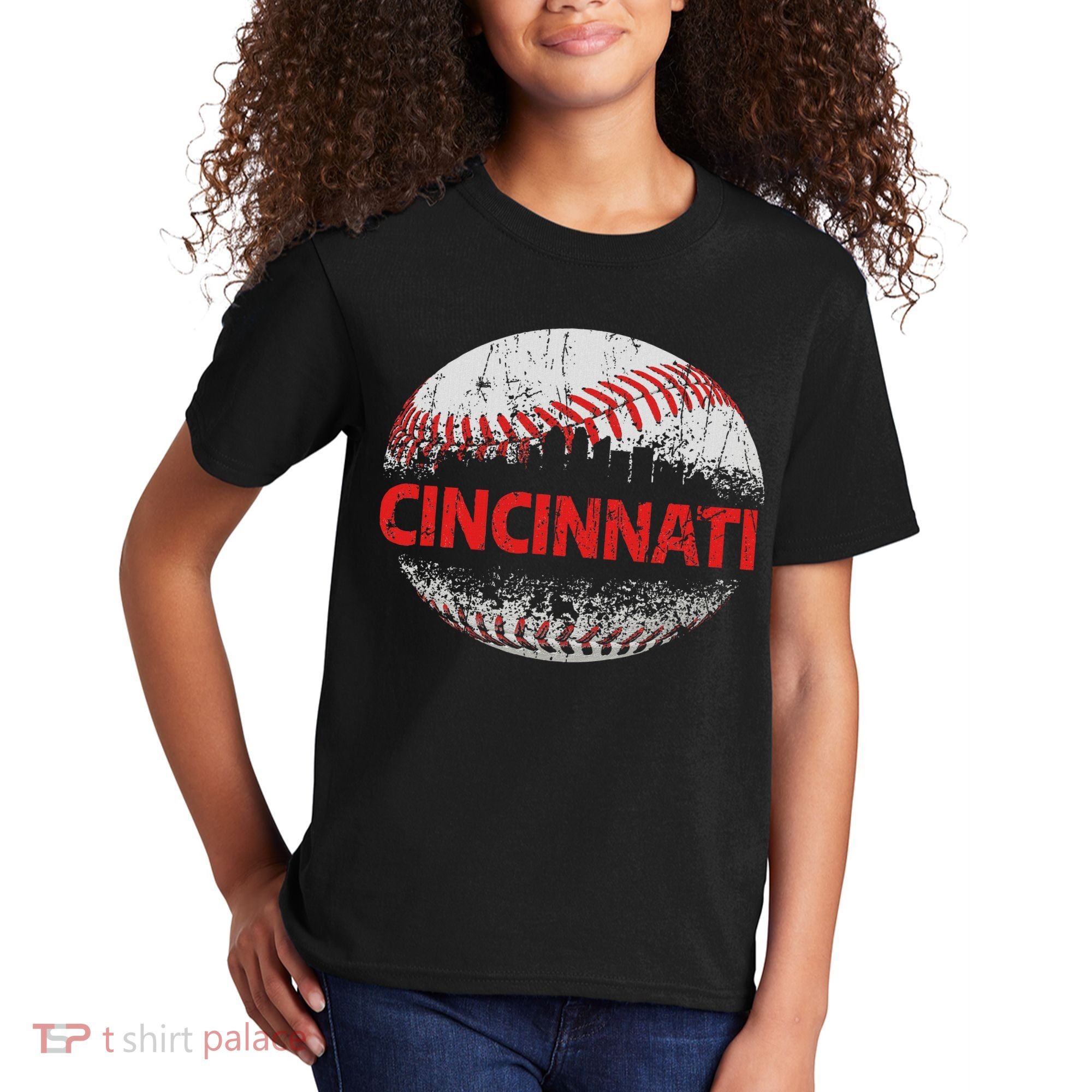 Cincinnati Souvenir Baseball City Downtown I Love Cincinnati Kids T-Shirt