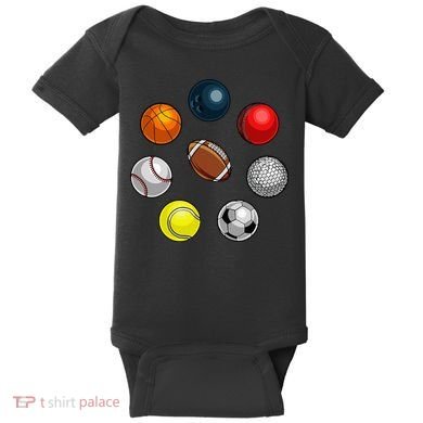 Cartoon Sports Balls Design Baby Bodysuit