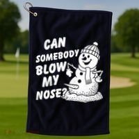 Can Somebody Blow My Nose Snowman Golf Towel thumb 1
