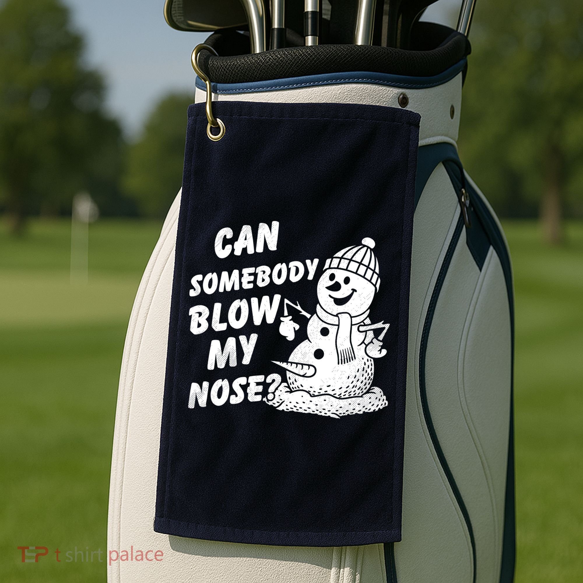 Can Somebody Blow My Nose Snowman Golf Towel
