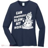 Can Somebody Blow My Nose Snowman Women's Long Sleeve Shirt thumb 0