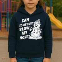 Can Somebody Blow My Nose Snowman Kids Hoodie thumb 3