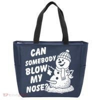 Can Somebody Blow My Nose Snowman Tote Bag thumb 0