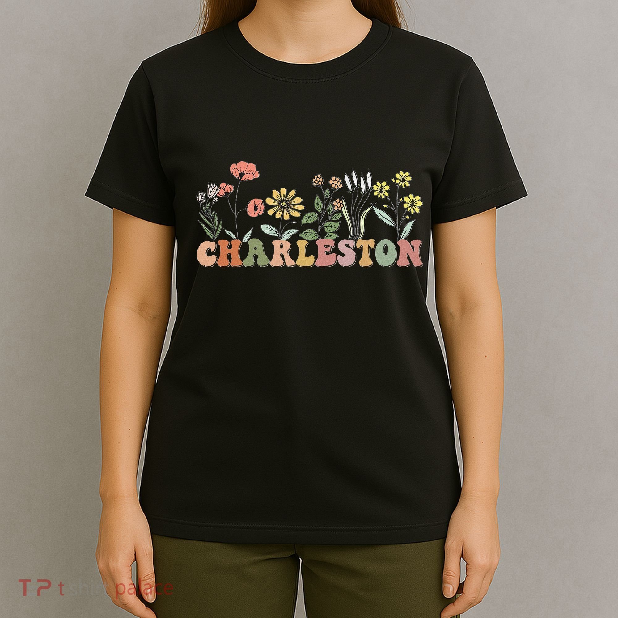 Charleston Sc Bachelorette Vintage 70s Retro Wildflowers T-Shirt