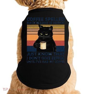Coffee Spelled Backwards Is Eeffoc Cat Drinking Vintage Doggie Tank