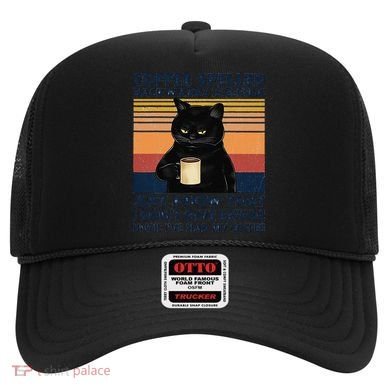 Coffee Spelled Backwards Is Eeffoc Cat Drinking Vintage Hat