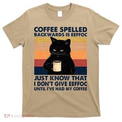 Coffee Spelled Backwards Is Eeffoc Cat Drinking Vintage T-Shirt