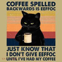 Coffee Spelled Backwards Is Eeffoc Cat Drinking Vintage T-Shirt thumb 7