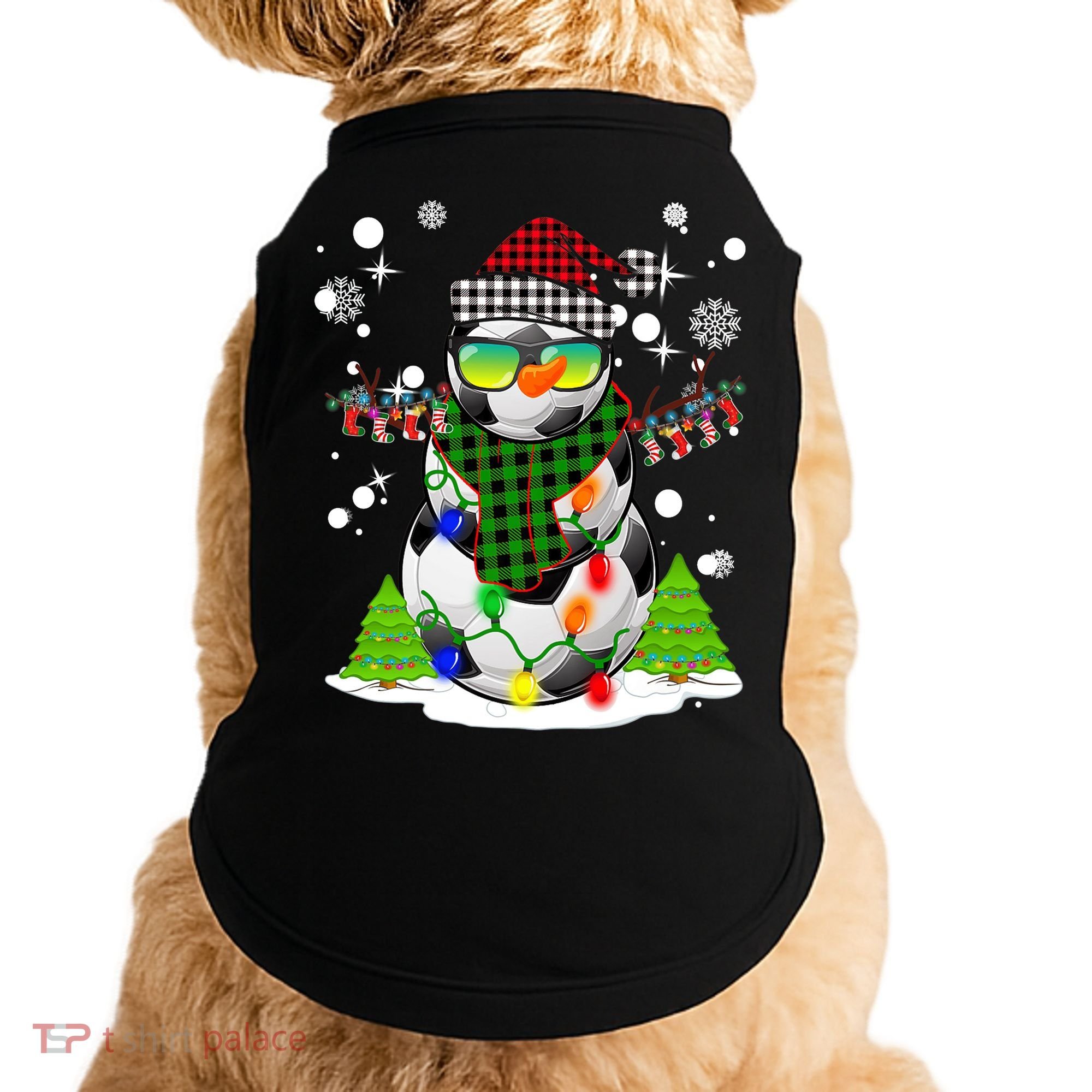 Christmas Soccer Ball Snowman Santa Hat Pajamas For Boys Premium Doggie Tank