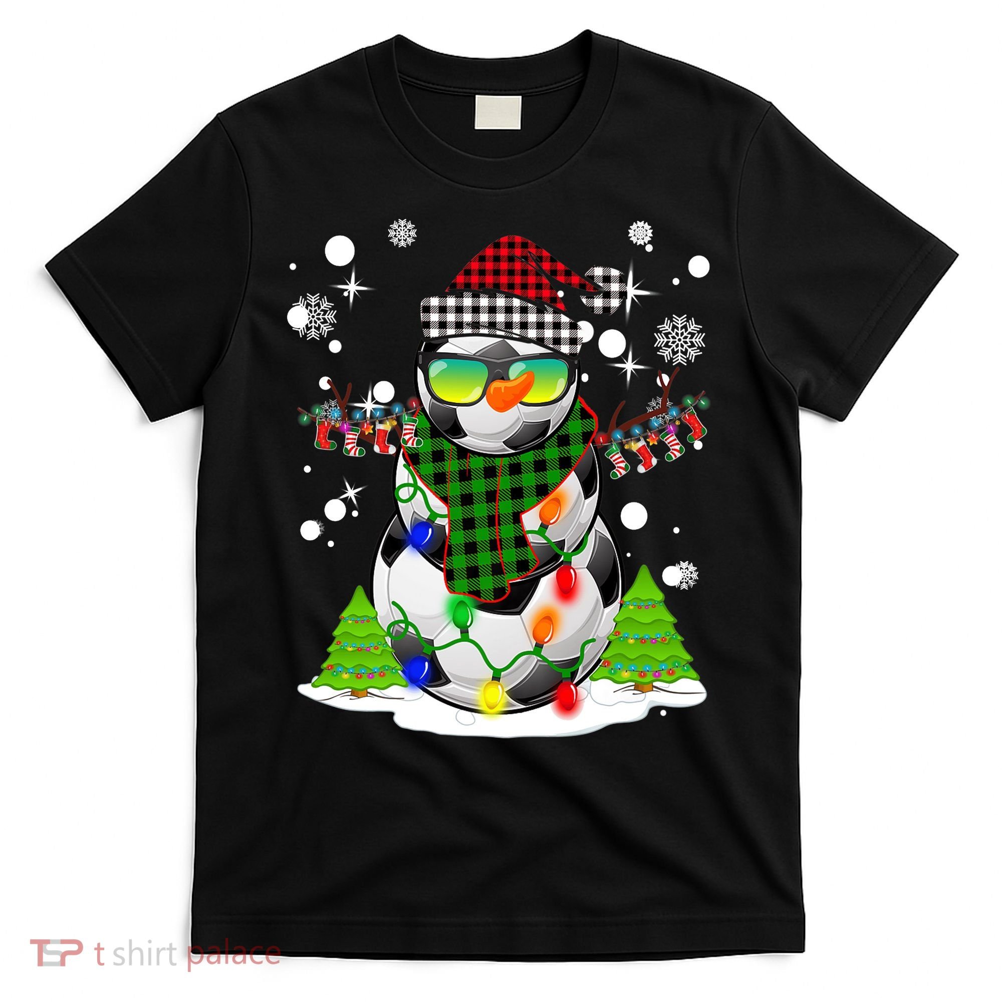 Christmas Soccer Ball Snowman Santa Hat Pajamas For Boys Premium T-Shirt
