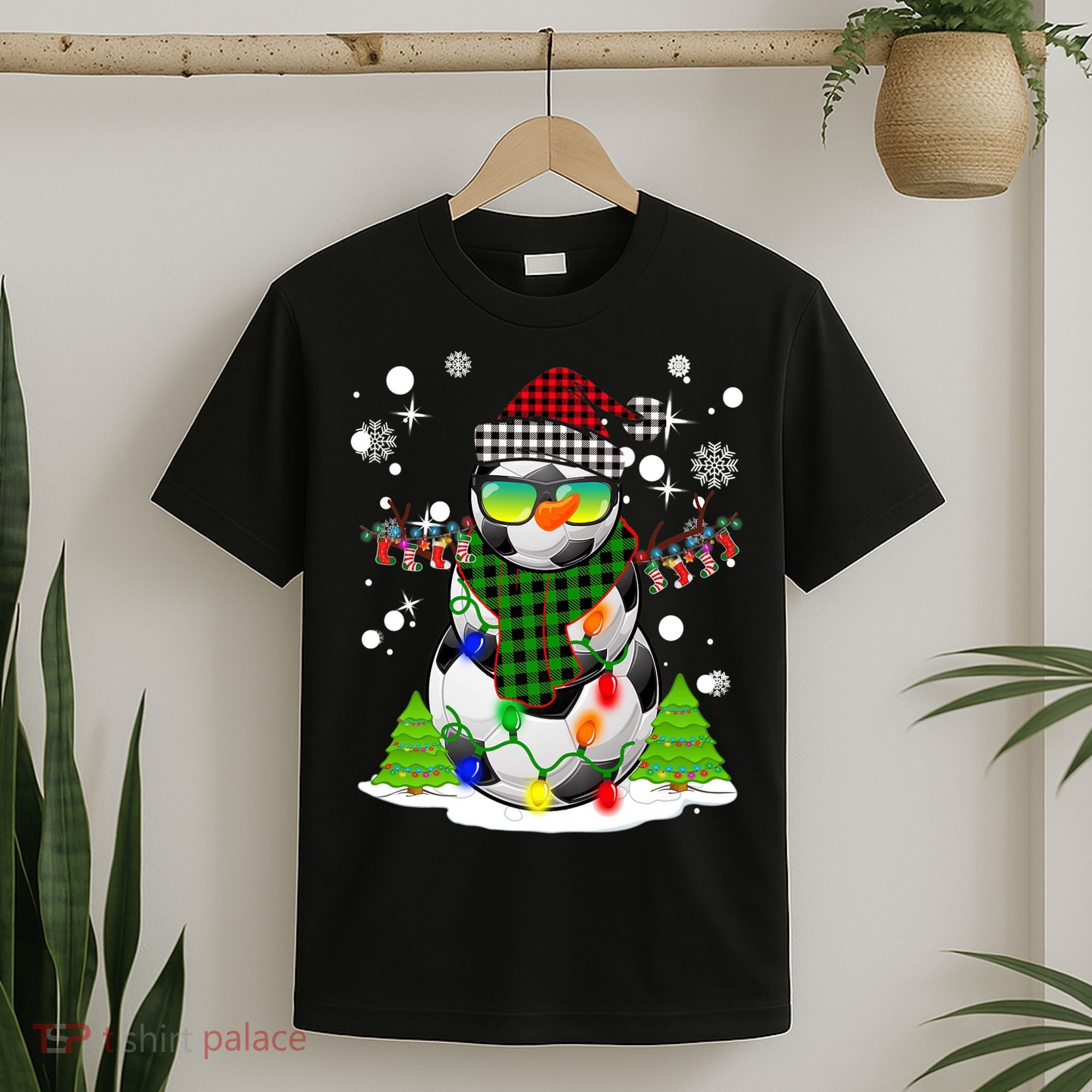 Christmas Soccer Ball Snowman Santa Hat Pajamas For Boys Premium T-Shirt