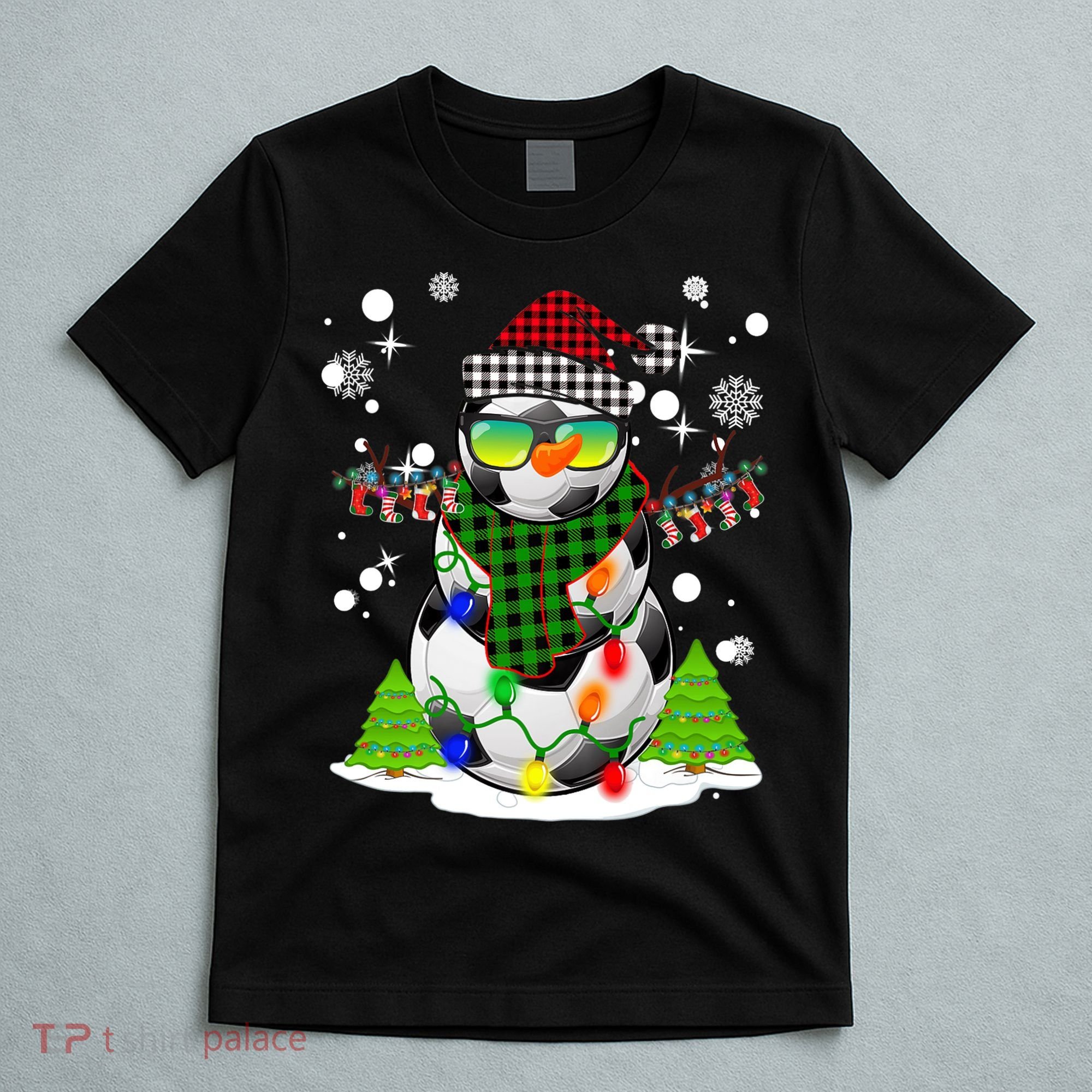 Christmas Soccer Ball Snowman Santa Hat Pajamas For Boys Premium T-Shirt