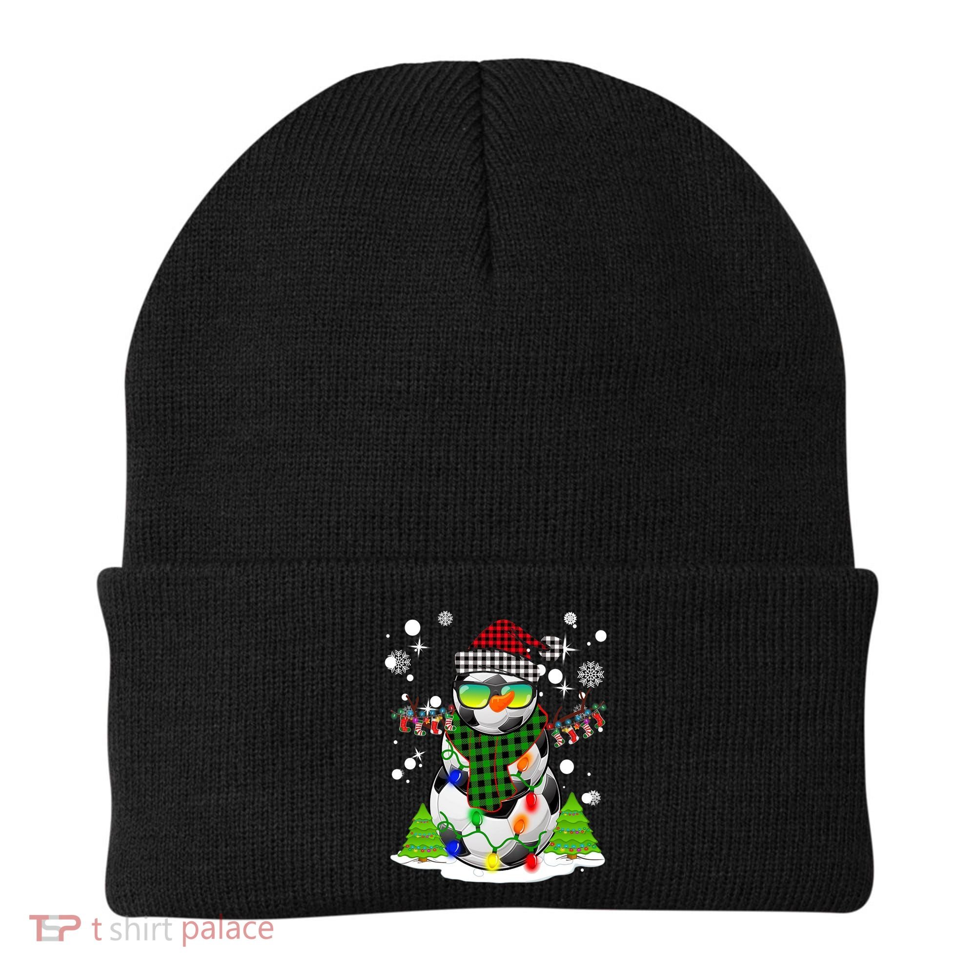 Christmas Soccer Ball Snowman Santa Hat Pajamas For Boys Premium Beanie