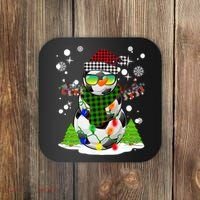 Christmas Soccer Ball Snowman Santa Hat Pajamas For Boys Premium Coaster thumb 0