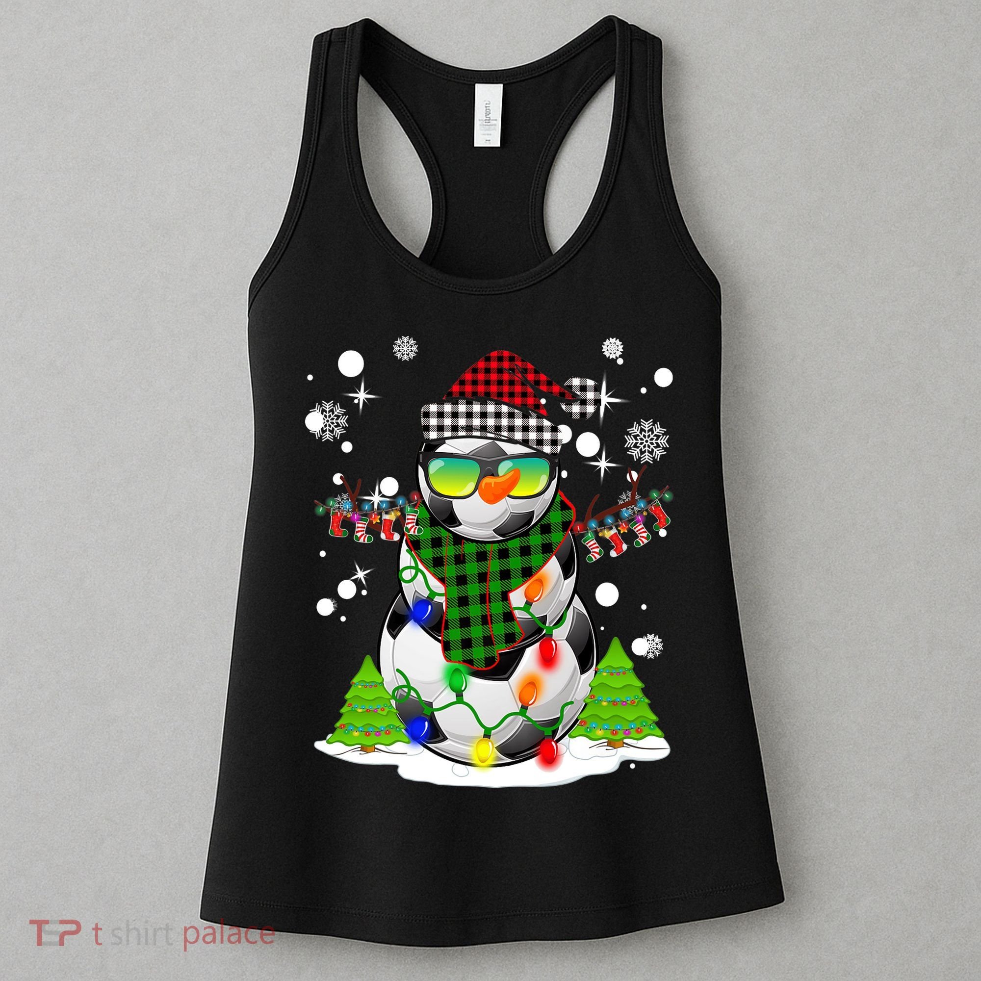 Christmas Soccer Ball Snowman Santa Hat Pajamas For Boys Premium Women's Tank Top