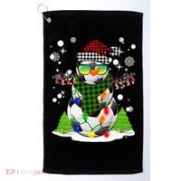 Christmas Soccer Ball Snowman Santa Hat Pajamas For Boys Premium Golf Towel thumb 0