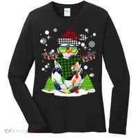 Christmas Soccer Ball Snowman Santa Hat Pajamas For Boys Premium Women's Long Sleeve Shirt thumb 0