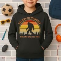Cool Sasquatch Big Foot  Believe In Yourself Kids Hoodie thumb 2