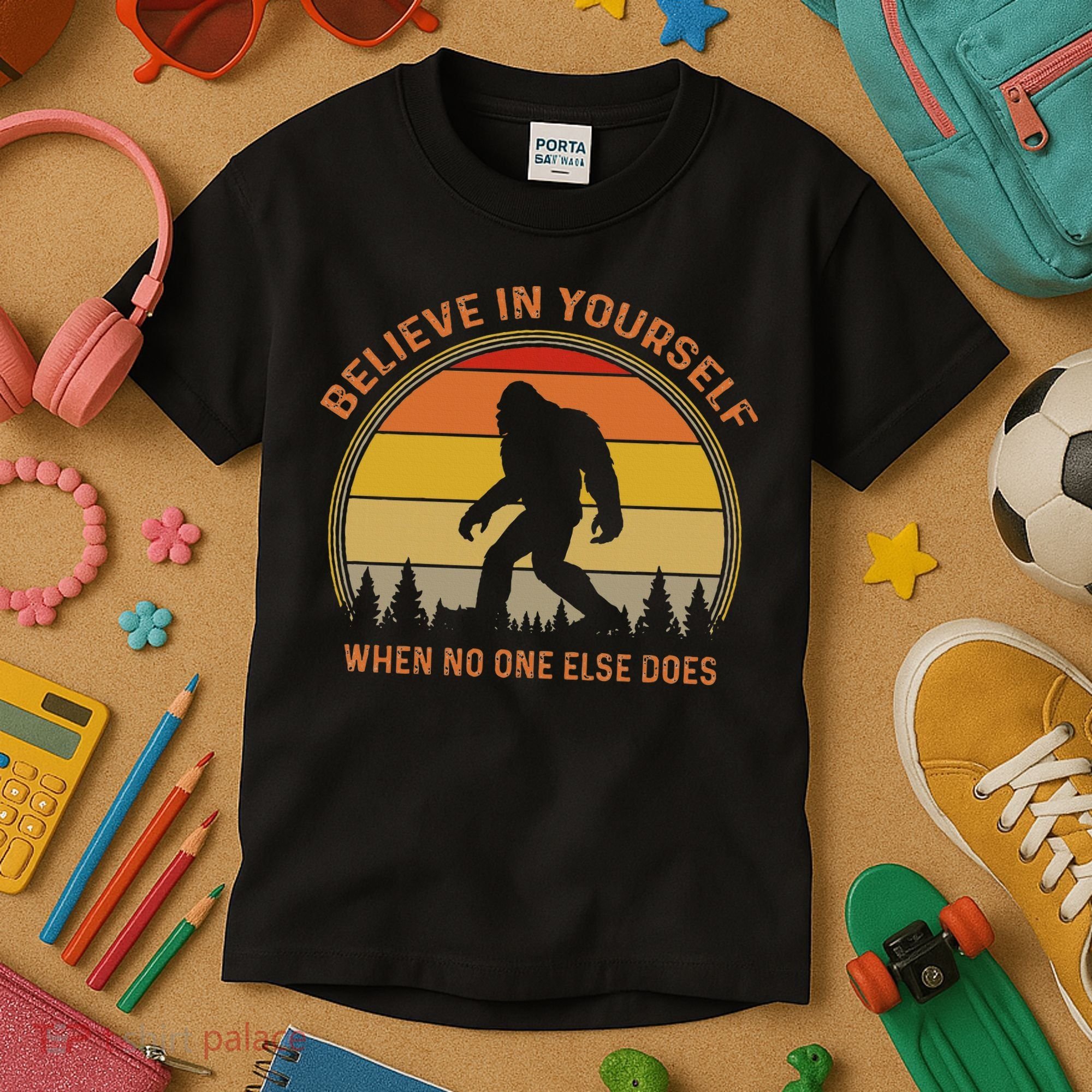 Cool Sasquatch Big Foot  Believe In Yourself Kids T-Shirt
