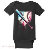 Cool Sport Baseball Home Plate Drip With Sprinkles Drip Baby Bodysuit thumb 0