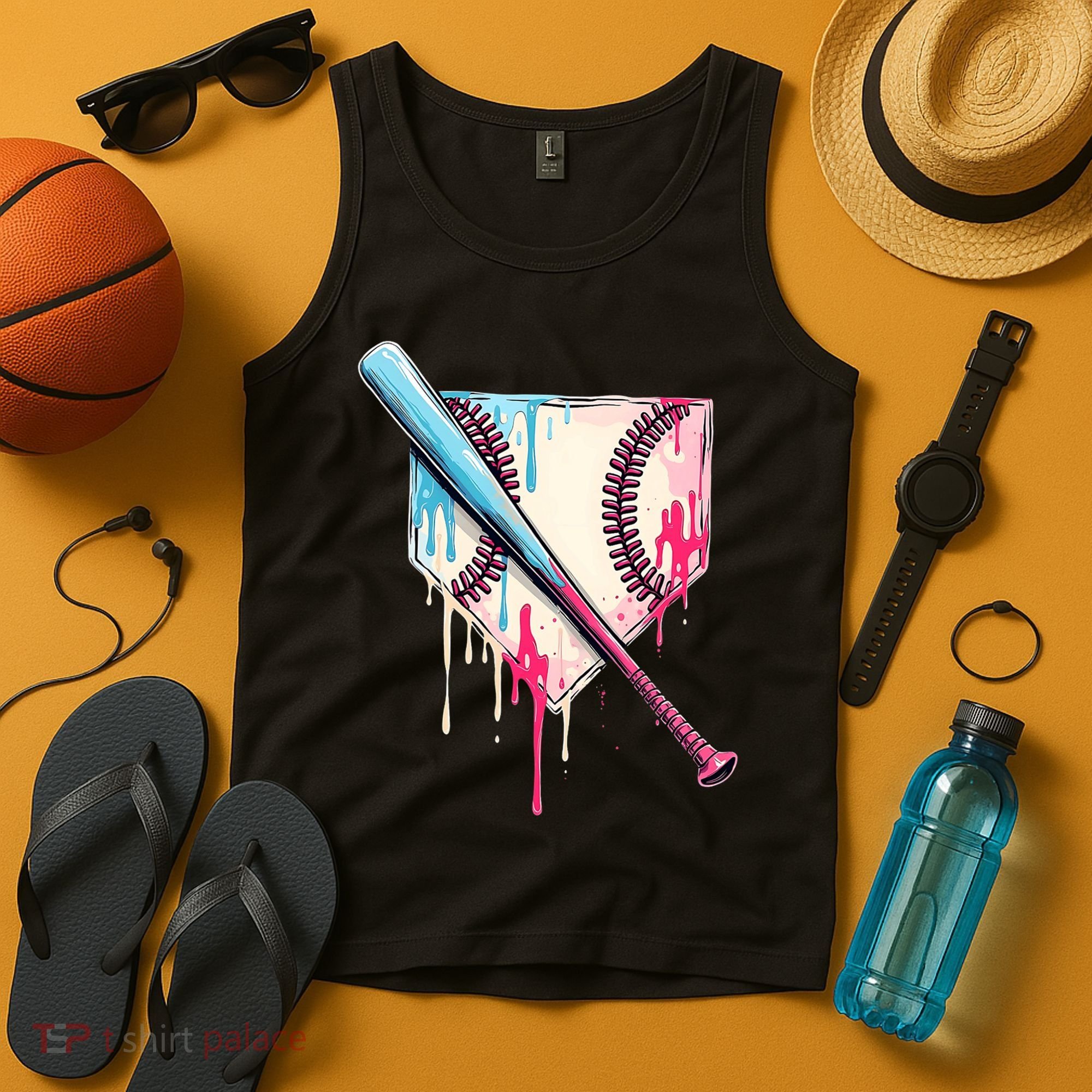 Cool Sport Baseball Home Plate Drip With Sprinkles Drip Tank Top