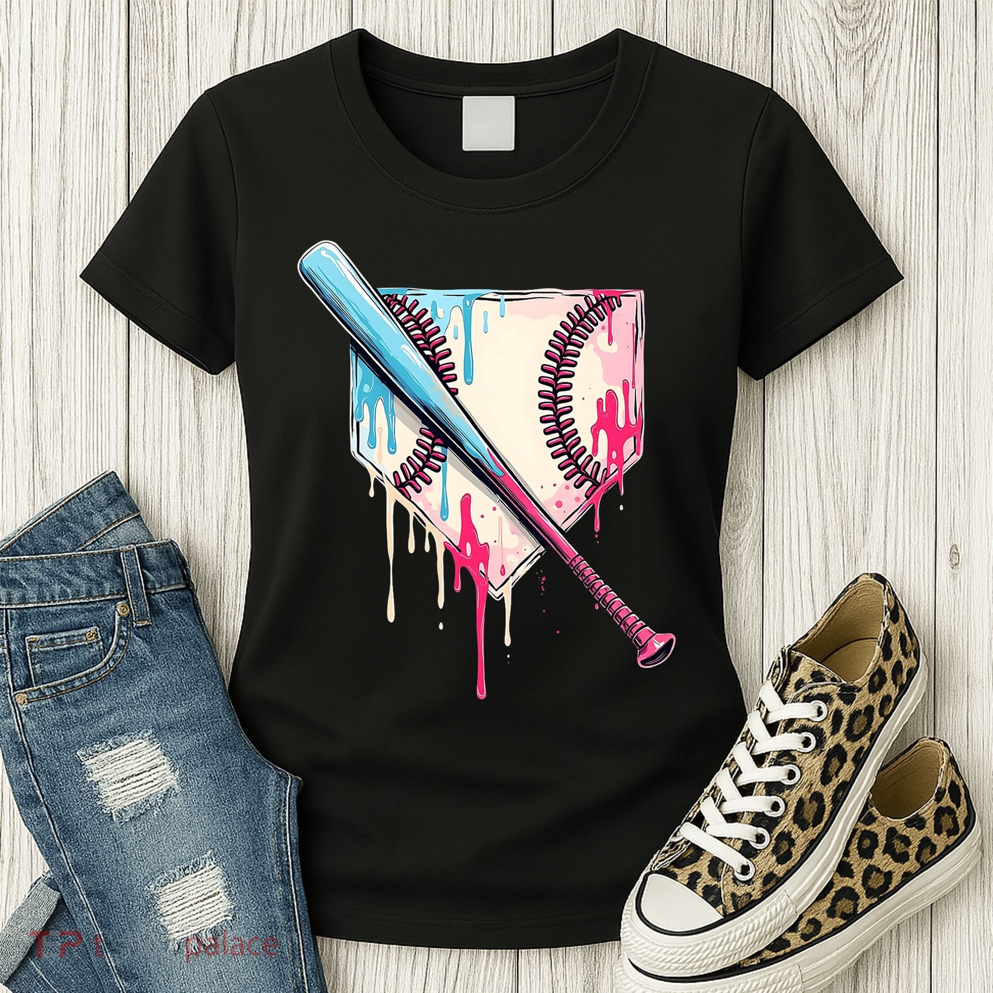 Cool Sport Baseball Home Plate Drip With Sprinkles Drip Women's T-Shirt