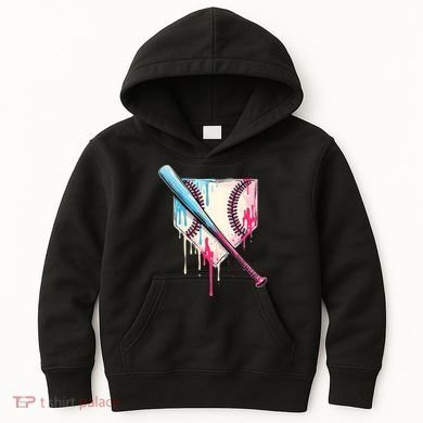 Cool Sport Baseball Home Plate Drip With Sprinkles Drip Kids Hoodie