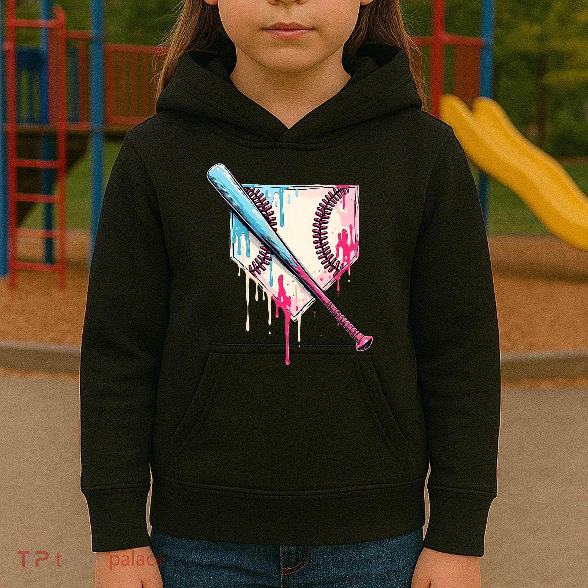 Cool Sport Baseball Home Plate Drip With Sprinkles Drip Kids Hoodie