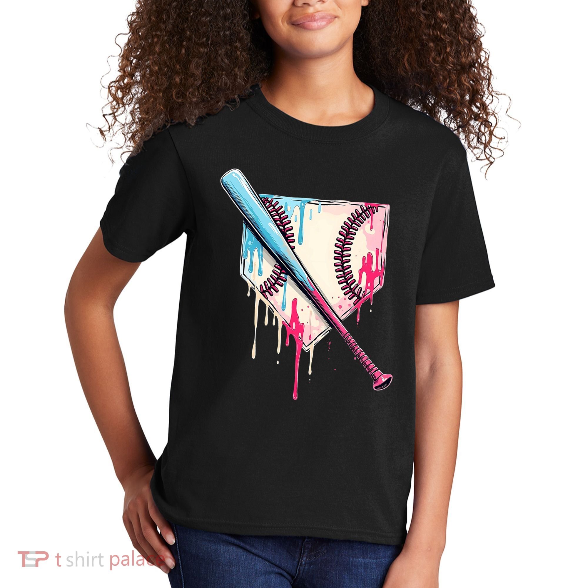 Cool Sport Baseball Home Plate Drip With Sprinkles Drip Kids T-Shirt