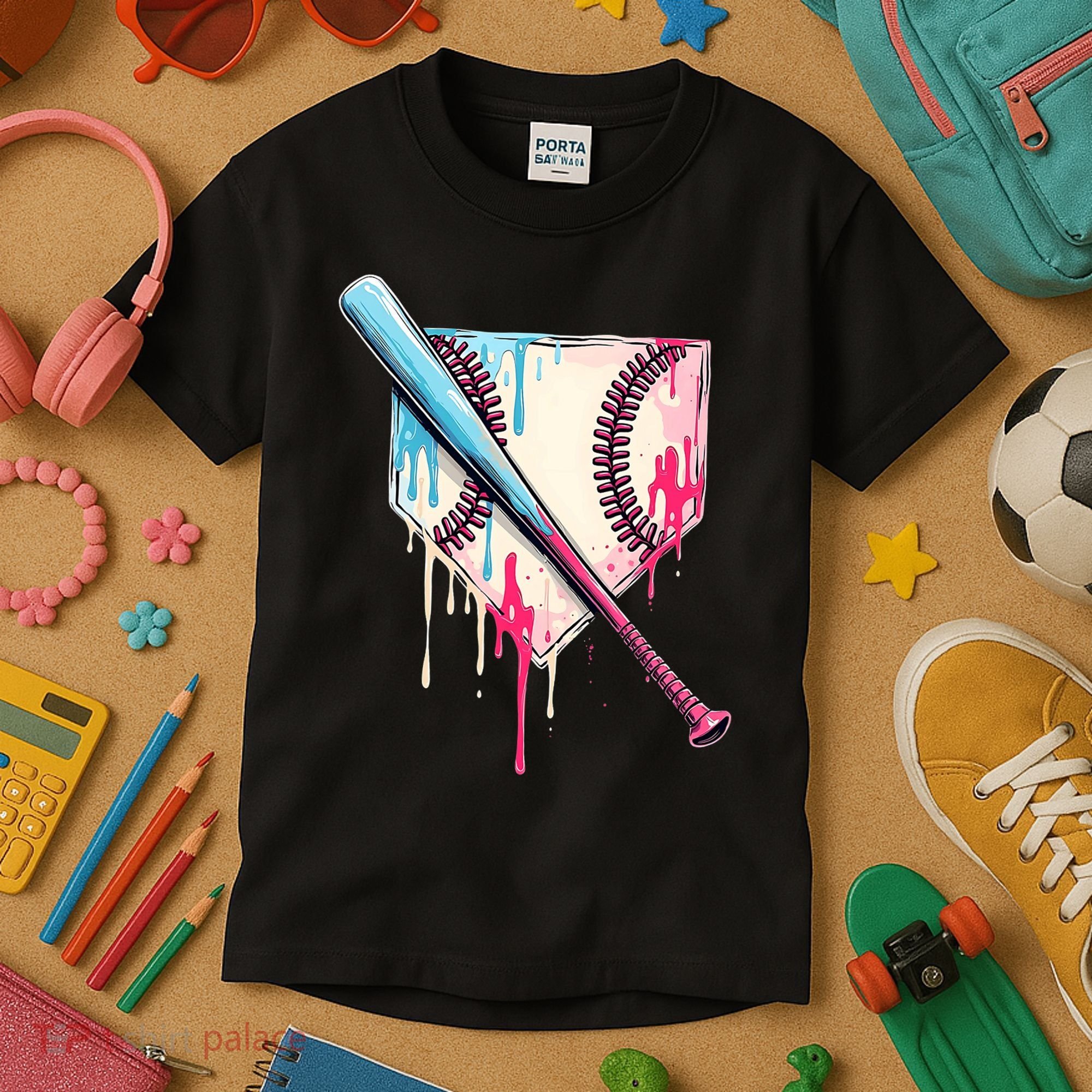 Cool Sport Baseball Home Plate Drip With Sprinkles Drip Kids T-Shirt