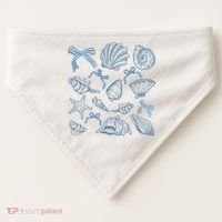 Coquette Seashell  Beach Coastal Retro Summer Vibes USA-Made Doggie Bandana thumb 0