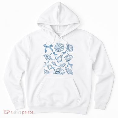 Coquette Seashell  Beach Coastal Retro Summer Vibes Hoodie